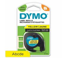 Dymo  originální páska do tiskárny štítků 12mm x  / černý tisk / žlutý podklad / LetraTag plastová páska