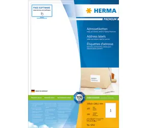 HERMA PREMIUM adresové štítky A4 / 199.6 x 289.1 mm / 100 listů
