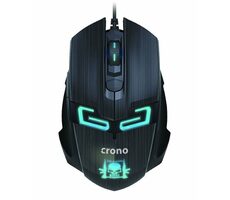 Crono CM647 černá / Herní optická myš / 1600DPI / USB / modré LED podsvícení