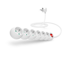 CONNECT IT prodlužovací kabel 230V 6 zásuvek 5 m s vypínačem bílá