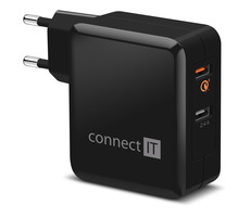 CONNECT IT QUICK CHARGE 3.0 nabíjecí adaptér 2x USB černá / 3.4A / QC 3.0 
