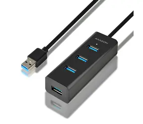 AXAGON HUE-S2BL, 4x USB 5Gbps CHARGING hub, micro USB napájecí konektor, kabel USB-A 120cm
