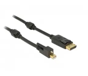 Delock adaptér mini Displayport 1.2 samec se šroubky > Displayport samec 4K / 2m / černá