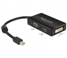 Delock Adaptér mini Displayport 1.1 samec > VGA / HDMI / DVI samice pasivní / černý