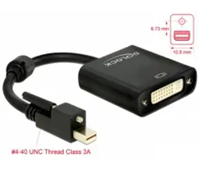 Delock Adaptér mini Displayport 1.2 samec se šroubky > DVI samice 4K aktivní / černý