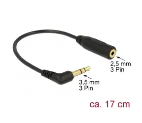 Delock Audio kabel Stereo jack 3.5 mm 3 pin samec > Stereo jack 2.5 mm 3 pin samice pravoúhlá