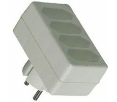 PremiumCord rozčtyřka 230V, 4x plochá zásuvka