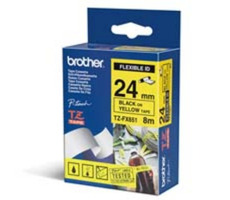 Brother - TZ-FX651,  žlutá / černá, 24 mm,  s flexibilní páskou