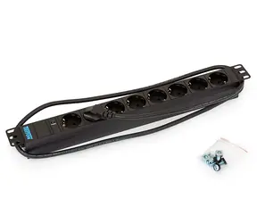 Triton 19" rozvodný panel / 8xxDE zásuvka / kontrolka / 3x1.5mm / 2m kabel CZ-DE / RAL9005