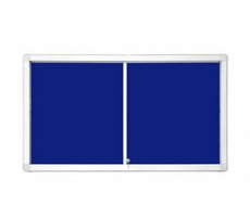 2x3 Interiérová vitrína s posuvnými dveřmi 97 x 70 cm (8xA4) / modrý filc
