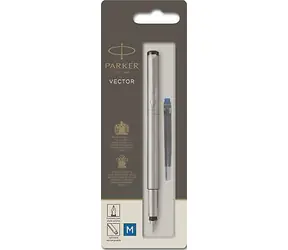 PARKER Vector Stainless Steel hrot M / plnicí pero / barva náplně: modrá