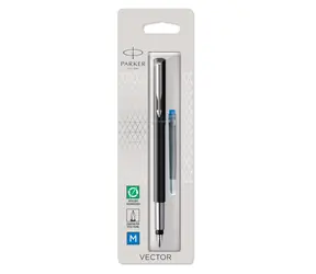 PARKER Vector Standard Black hrot M / plnicí pero / barva náplně: modrá
