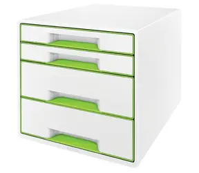 Leitz WOW CUBE (4 zásuvky) Zásuvkový box bílo-zelená
