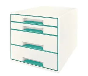Leitz WOW CUBE (4 zásuvky) Zásuvkový box bílo-ledově modrá