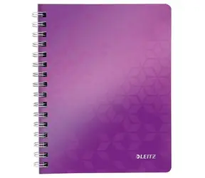 Leitz WOW A5 Blok linkovaný drátěná vazba s PP deskami purpurová / doprodej