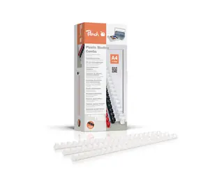 PEACH vazací hřbet plastový 21 Rg A4 12mm bílá 25ks