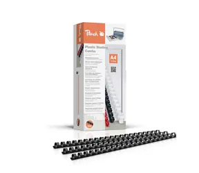 PEACH vazací hřbet plastový 21 Rg A4 12mm černá 100ks