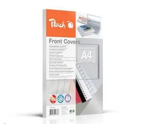 PEACH vazací přední desky 0.18mm A4 transparentní plast 100 ks