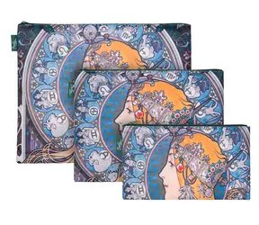 Presco Group Set 3 taštiček Mucha Zodiac / MINI – 13 x 23 cm / MIDI 20 x 27 cm / MAXI 25 x 32 cm