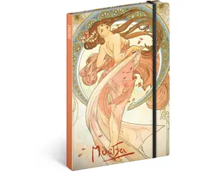 Presco Group Notes Alfons Mucha – Tanec / linkovaný / 13 × 21 cm