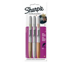 Sharpie Popisovač permanentní F 1,4mm / metalické barvy: zlatá/stříbrná/bronzová / 3ks 