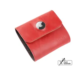 FIXED Kožená peněženka Classic Wallet for AirTag z pravé hovězí kůže červená