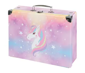 BAAGL Skládací školní kufřík Rainbow Unicorn s kováním / 32.5 x 10.5 x 26 cm