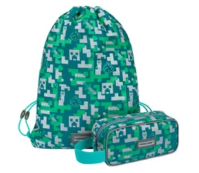 MINECRAFT SET 2 Silver Creeper: penál, sáček