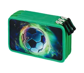 BAAGL Školní penál třípatrový Fotbal Míč / 20 x 13 x 9 cm