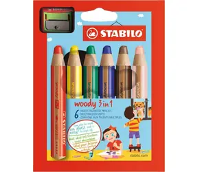 STABILO® Sada 6 pastelek 3v1 s ořezávátkem