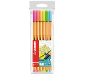 STABILO® point 88 - 6 ks sada - 6 neonových barev