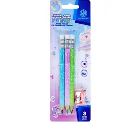 ASTRA Trojhranná tužka HB Unicorn 3ks s ořezávátkem