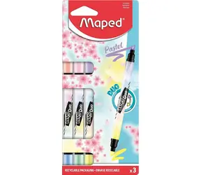 MAPED Zvýrazňovače Maped Fluo Peps Duo Pastel - sada 3 ks