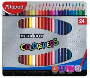 MAPED Pastelky trojhranné Color'Peps 24ks v plechové krabičce