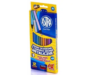 ASTRA Pastelky metalické 12ks s ořezávátkem