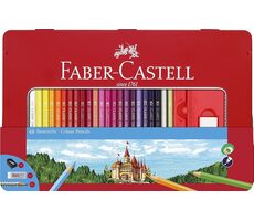 Faber-Castell Pastelky 48ks v plechovém pouzdře + ořezávátko, guma a tužky