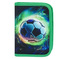 BAAGL Školní penál jednopatrový Fotbal Míč zelený / 20x15x3 cm