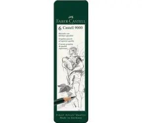 FABER-CASTELL Castell 9000 Grafitová tužka - plechová krabička 6 ks