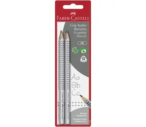 FABER-CASTELL Jumbo Grip Grafitová tužka - HB stříbrná 2 ks