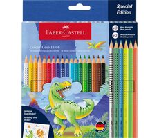 FABER-CASTELL Colour Grip Dinosaur - Pastelky - papírová krabička 18+6 ks