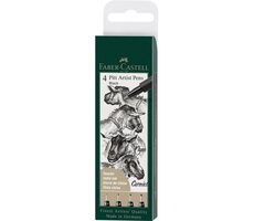 FABER-CASTELL Pitt Artist Pen Popisovač - černá plastové pouzdro 4 ks 
