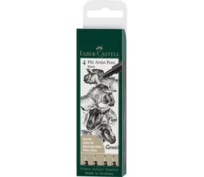 FABER-CASTELL Pitt Artist Pen Popisovač - černá plastové pouzdro 4 ks 