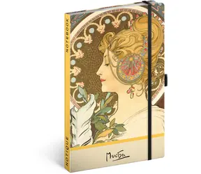 NOTIQUE Notes Alfons Mucha – Pero, tečkovaný, 13 x 21 cm