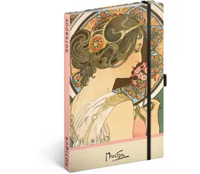 NOTIQUE Notes Alfons Mucha – Petrklíč, tečkovaný, 13 x 21 cm
