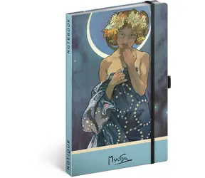 NOTIQUE Notes Alfons Mucha – Luna, tečkovaný, 13 x 21 cm