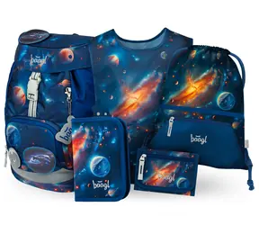 BAAGL SET 5 AIRY Vesmír: batoh, penál, sáček, zástěra, peněženka