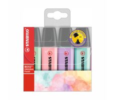 STABILO® BOSS ORIGINAL Pastel - 4 ks sada - zelená, růžová, fialová, tyrkysová