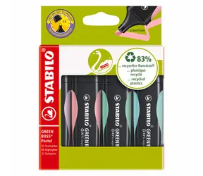 STABILO® GREEN BOSS Pastel - 4 ks sada - tyrkysová, zelená, růžová, fialová