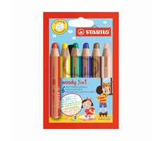 STABILO® woody 3 in 1 - 6 ks sada - 6 různých barev