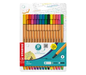 STABILO® point 88 - 15 ks sada - 15 různých barev včetně 5 neonových